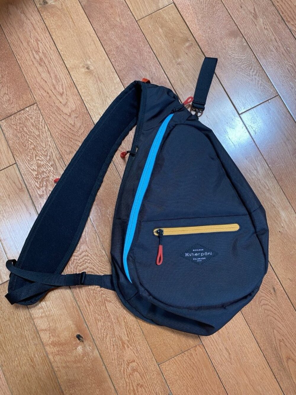 Sherpani Sling Backpack Black Multicolor Zippers